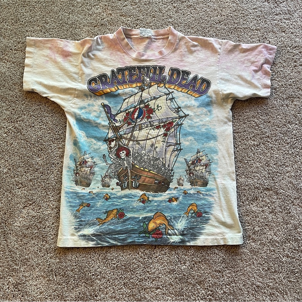 Vintage 1993 Liquid Blue Grateful Dead Ship of Fools tie dye Tee / size Large